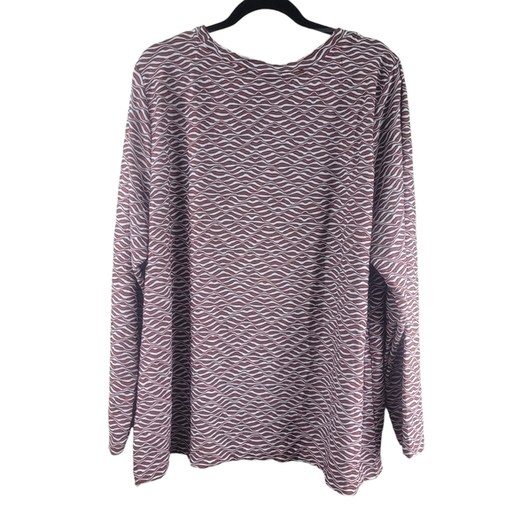 Ava & Viv Top Size 3X Long Sleeve Pull Over Brown White EUC Plus Size - Picture 4 of 8